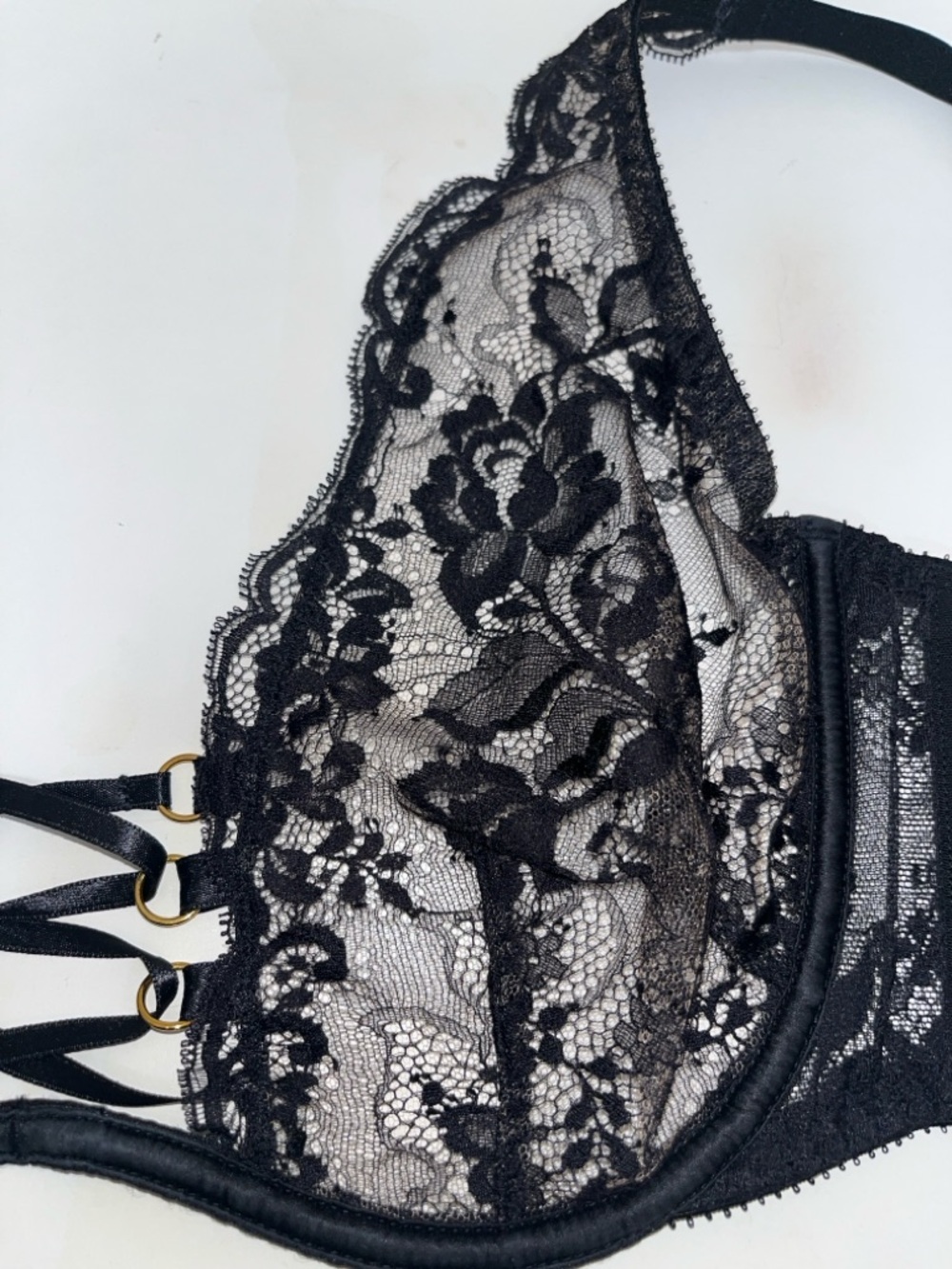 Agent Provocateur Essie Floral Lace Plunge Bra with Crisscross Detail 34DD - Picture 7 of 13